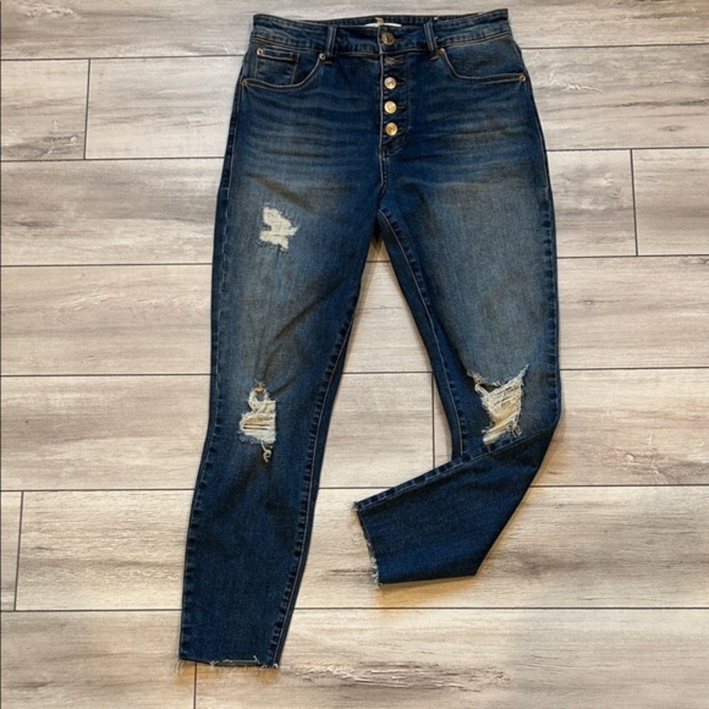 STS Blue Brie high rise button fly skinny ankle jeans size 28